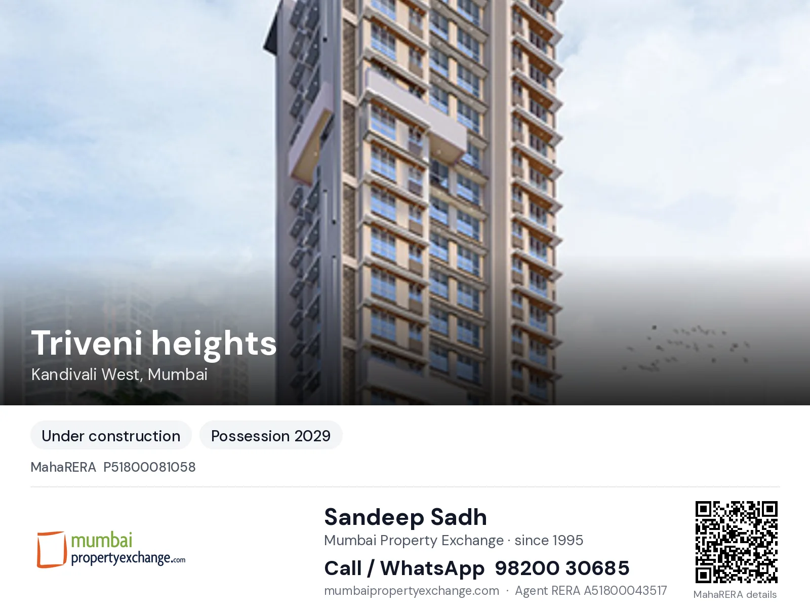 Triveni heights by Jet Build, Kandivali West, Mumbai — new project, possession 2029 | Mumbai Property Exchange, Sandeep Sadh 98200 30685