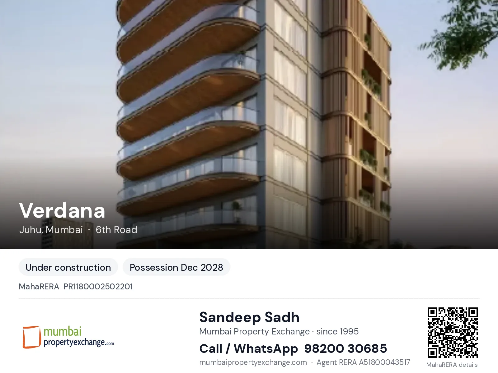 Verdana by S Raheja, Juhu, Mumbai — new project, possession Dec 2028 | Mumbai Property Exchange, Sandeep Sadh 98200 30685