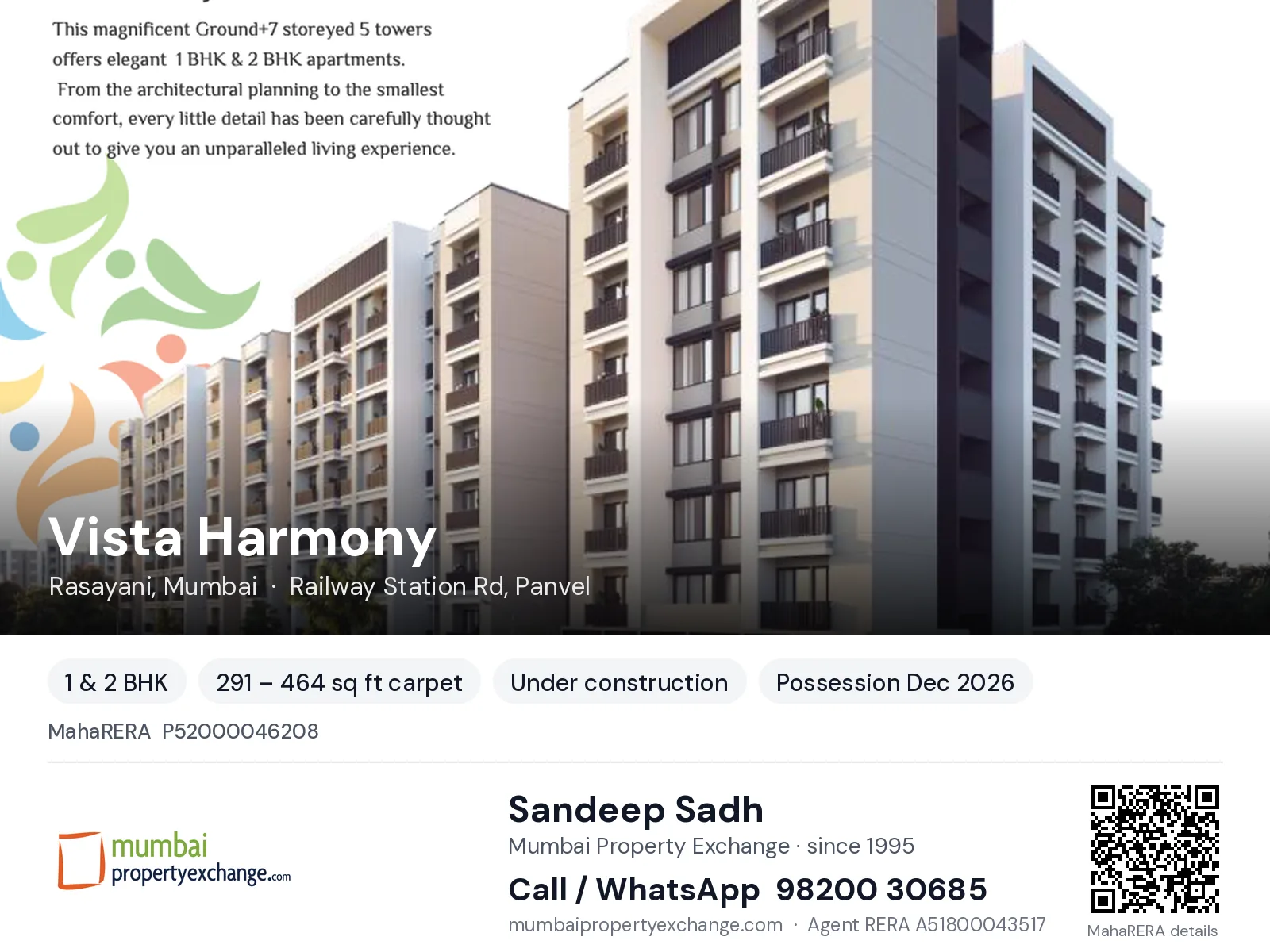 Vista Harmony by Divine, Rasayani, Mumbai — 1 & 2 BHK new project, possession Dec 2026 | Mumbai Property Exchange, Sandeep Sadh 98200 30685