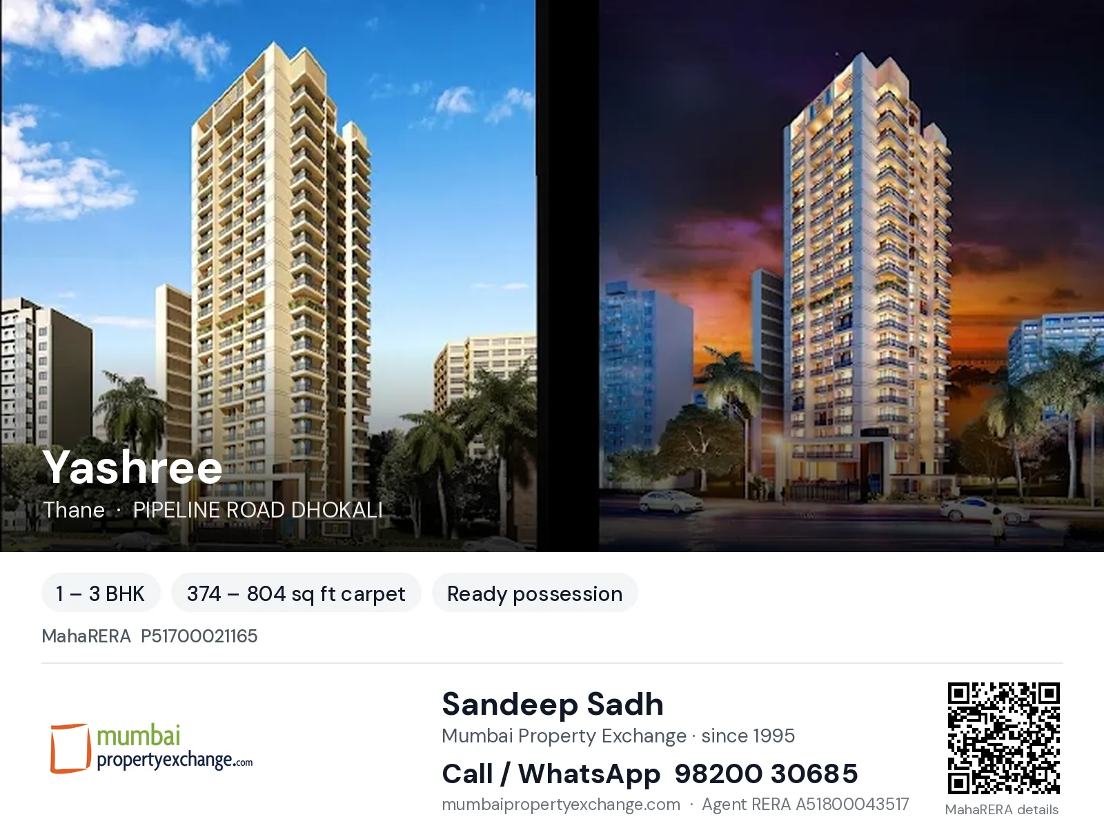 Yashree, Thane — 1 – 3 BHK ready-to-move project | Mumbai Property Exchange, Sandeep Sadh 98200 30685