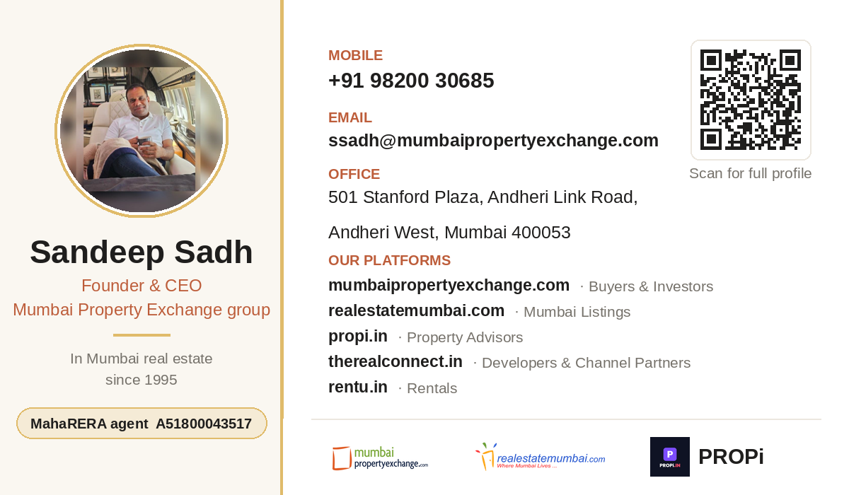 Sandeep Sadh — Mumbai Property Exchange e-visiting card